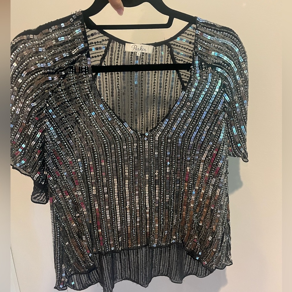 Parker Beaded Sequin Blouse